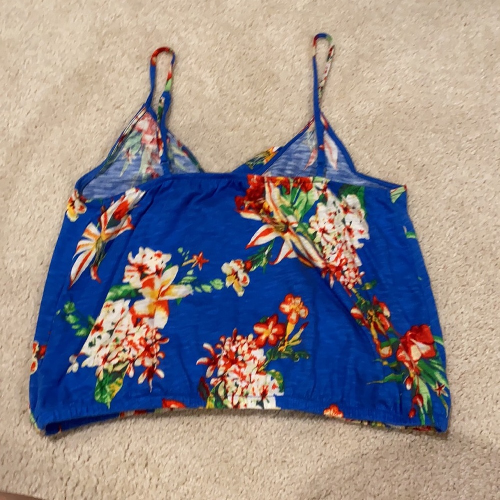 Express Floral Ruffle Elastic Hem Tank - Picture 3 of 3